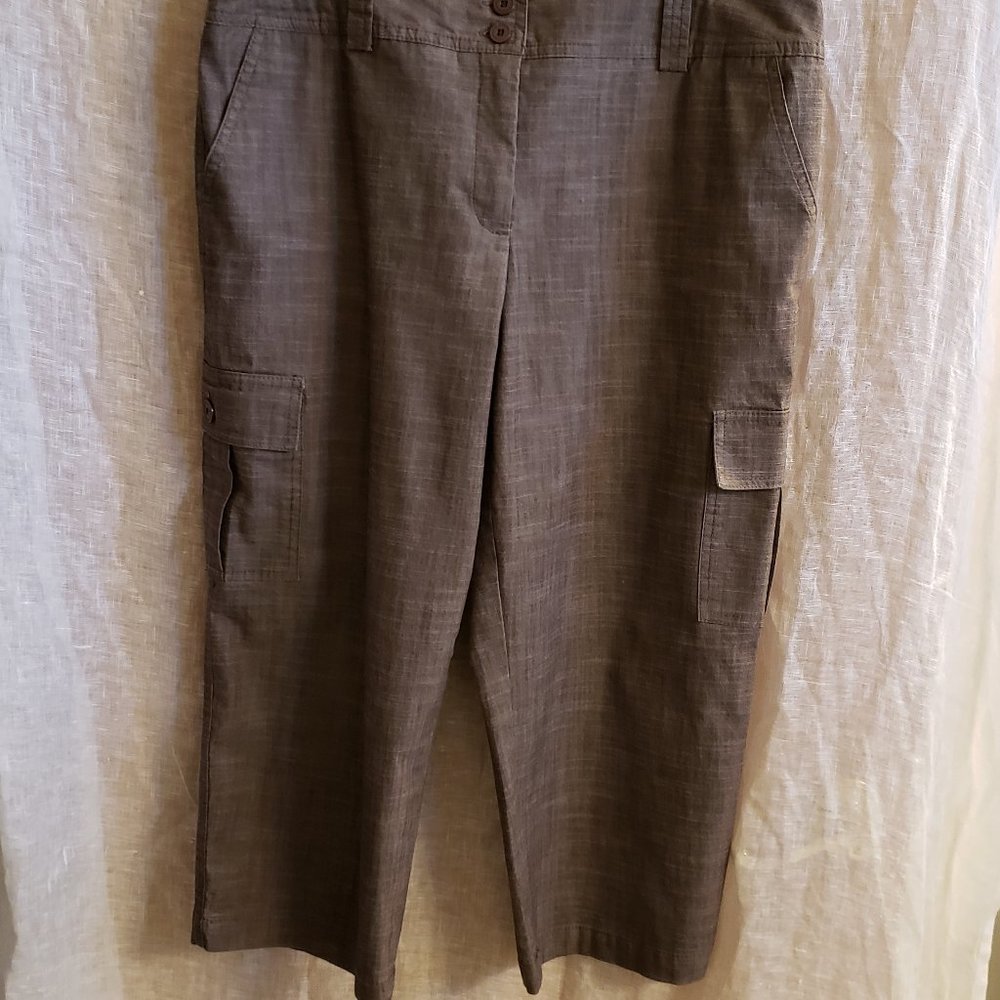 Tweed cropped pants with cargo pockets